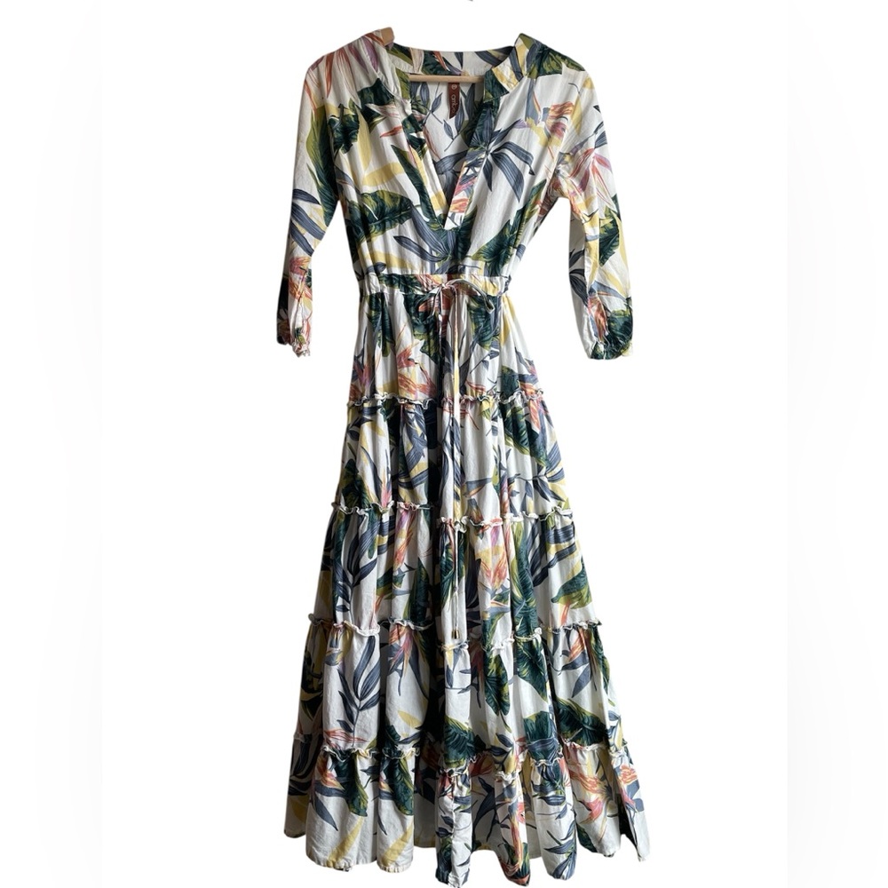 South African Designer Tropical Tiered Maxi Dress